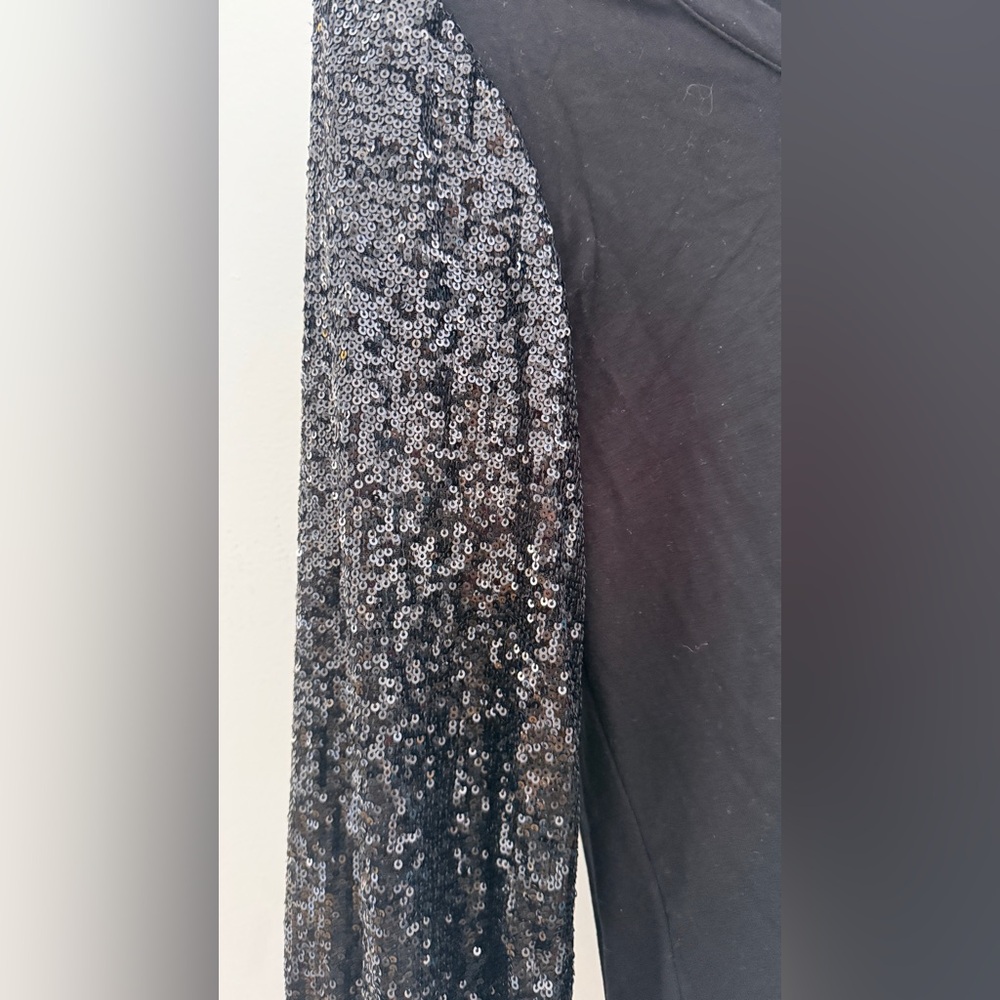 Rachel Zoe Black Presley Sequin Sleeve V-Neck Sweater size XS‎ - Picture 2 of 7